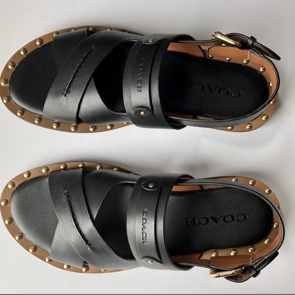 Coach black Gemma leather sandals - Picture 2 of 2